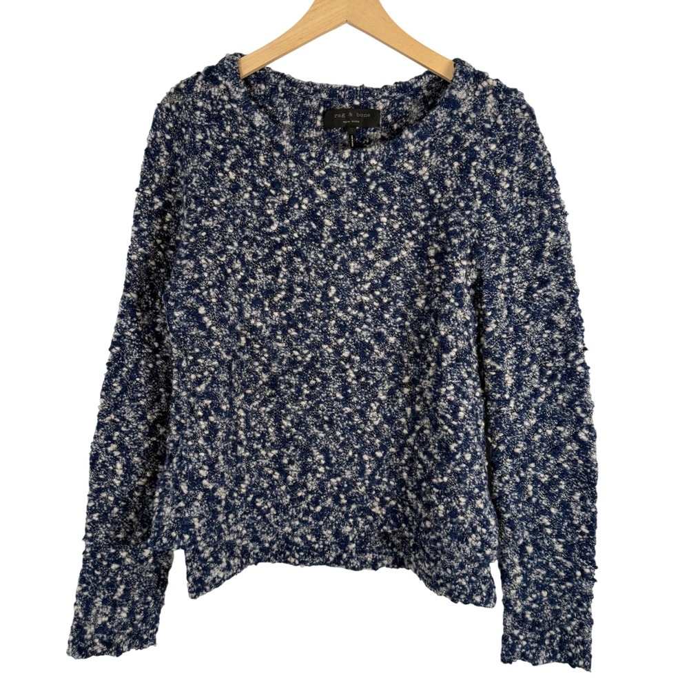 Rag & Bone Merino Wool Blend Marled Boucle Knit Sweater‎ Small Pullover Crochet